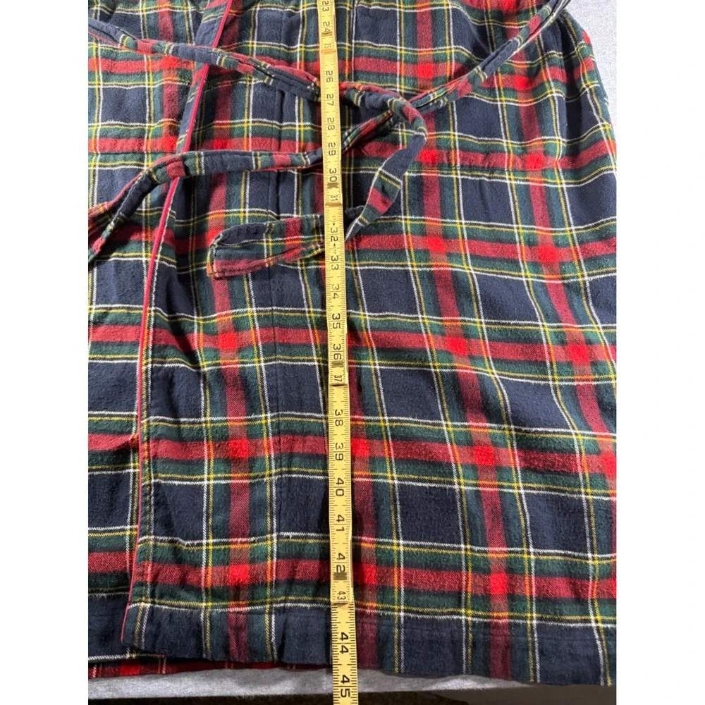 Vintage 90s Polo Ralph Lauren Plaid Flannel Robe Red Green Tartan Cotton S/M